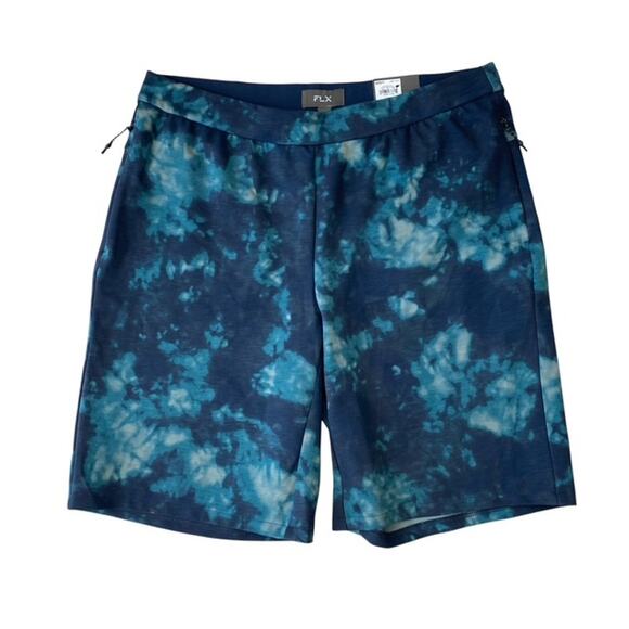 FLX Navy and Blue Tye Dye  Knit Shorts - Large Tall - NWT - Picture 1 of 6